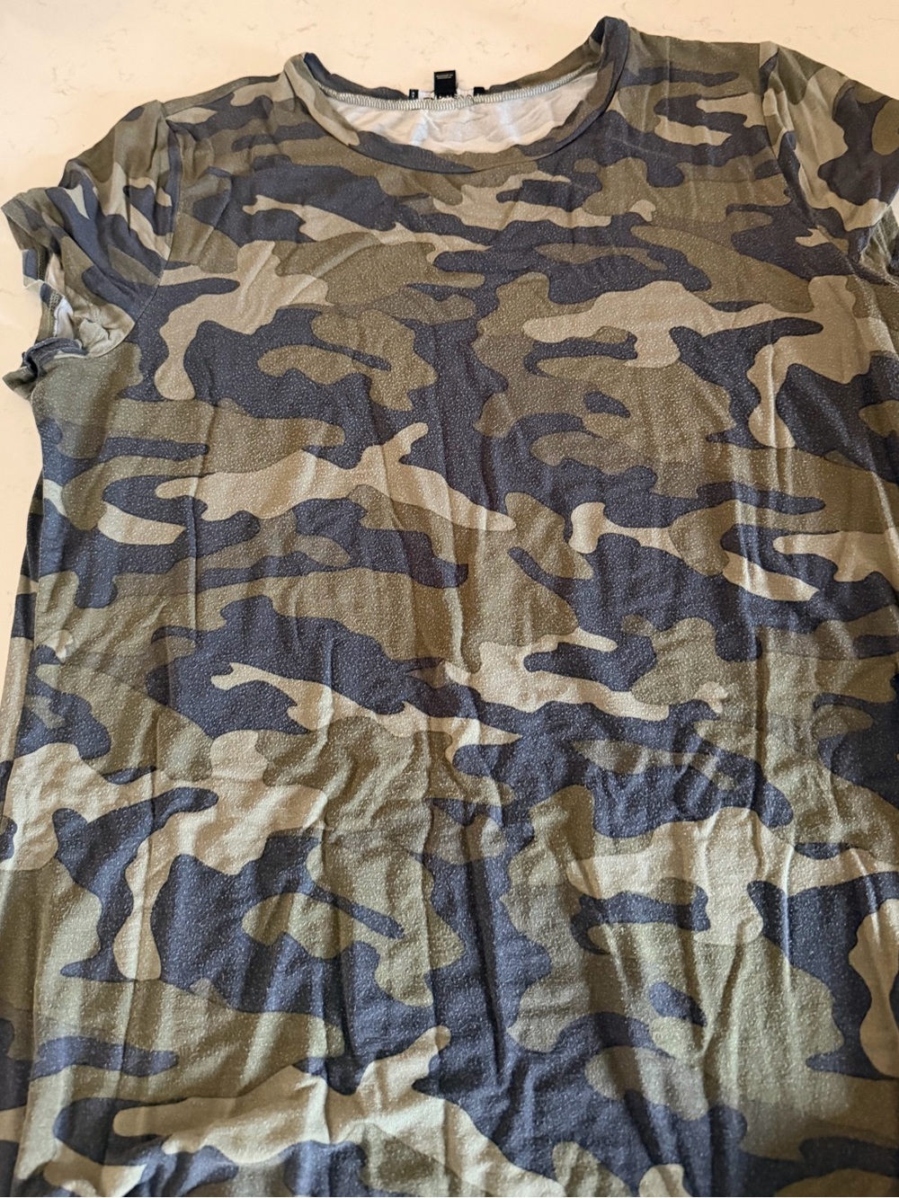 Express Camo Short-Sleeve Top in Olive and Black
